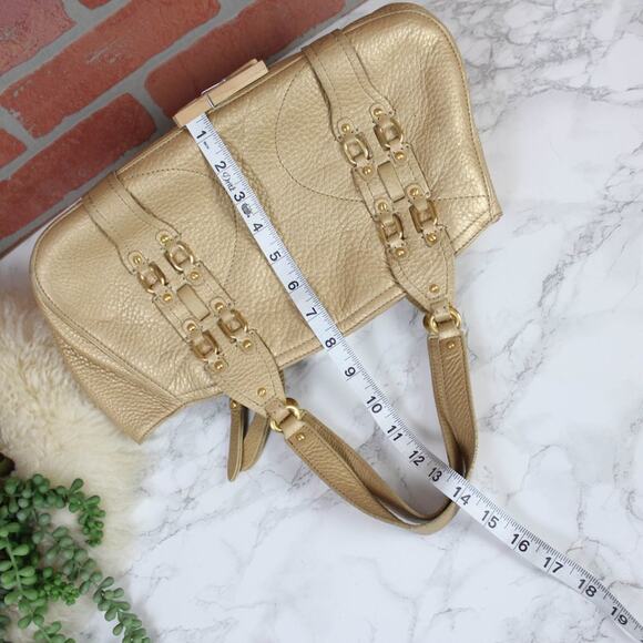 Cole Haan Metallic Yellow Gold Leather Shoulder Bag Handbag Purse - Picture 8 of 8